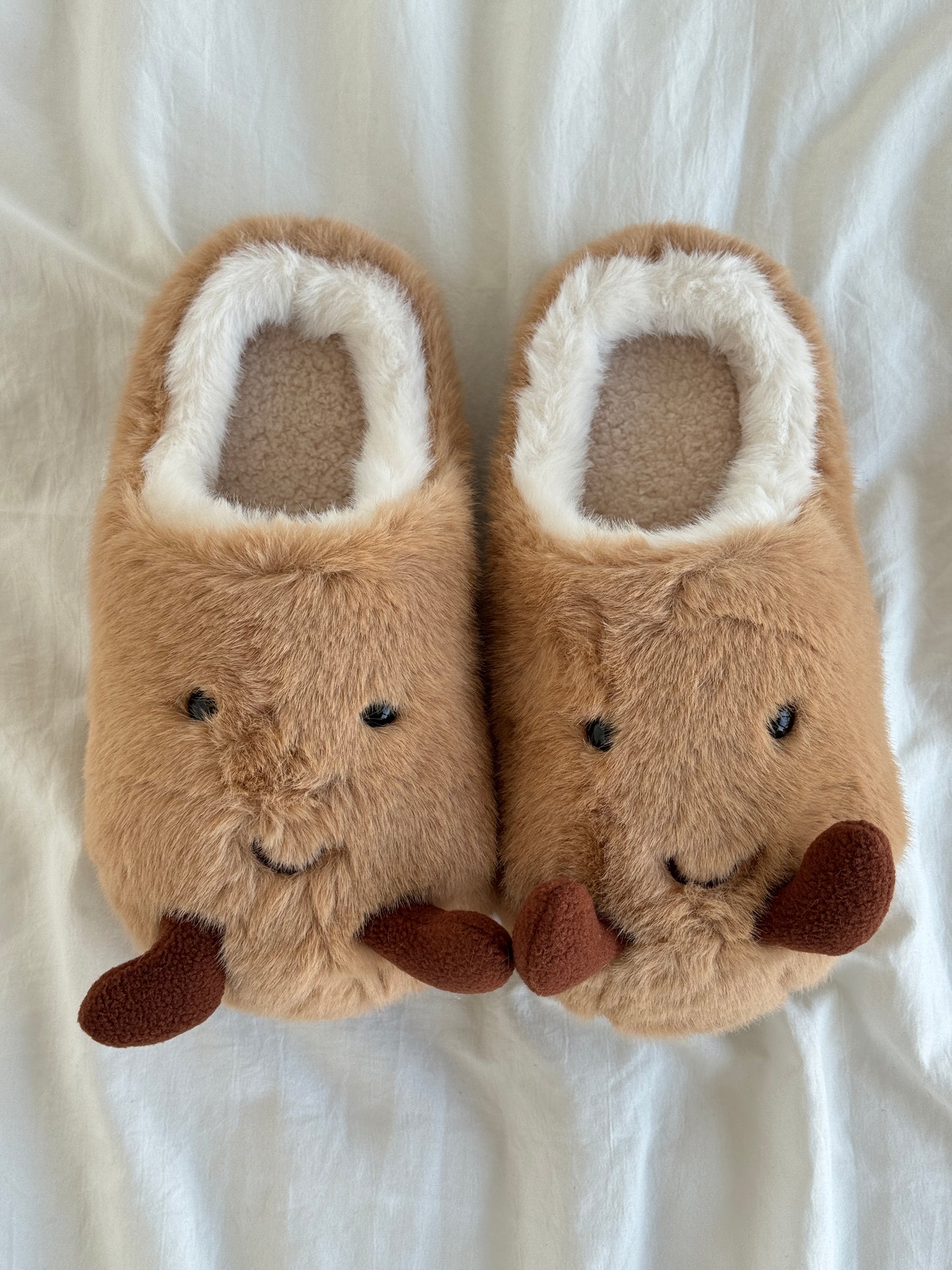 Potato Fuzzy Scuff Slippers Soft Comfy Memory Foam Non-slip Indoor House Shoes