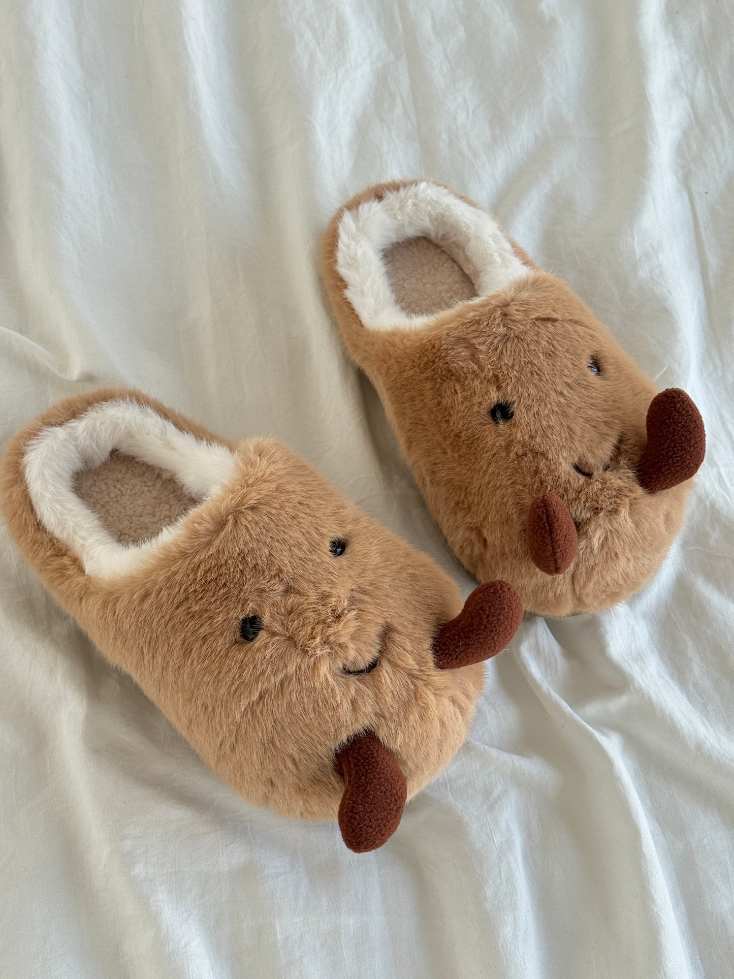Potato Fuzzy Scuff Slippers Soft Comfy Memory Foam Non-slip Indoor House Shoes