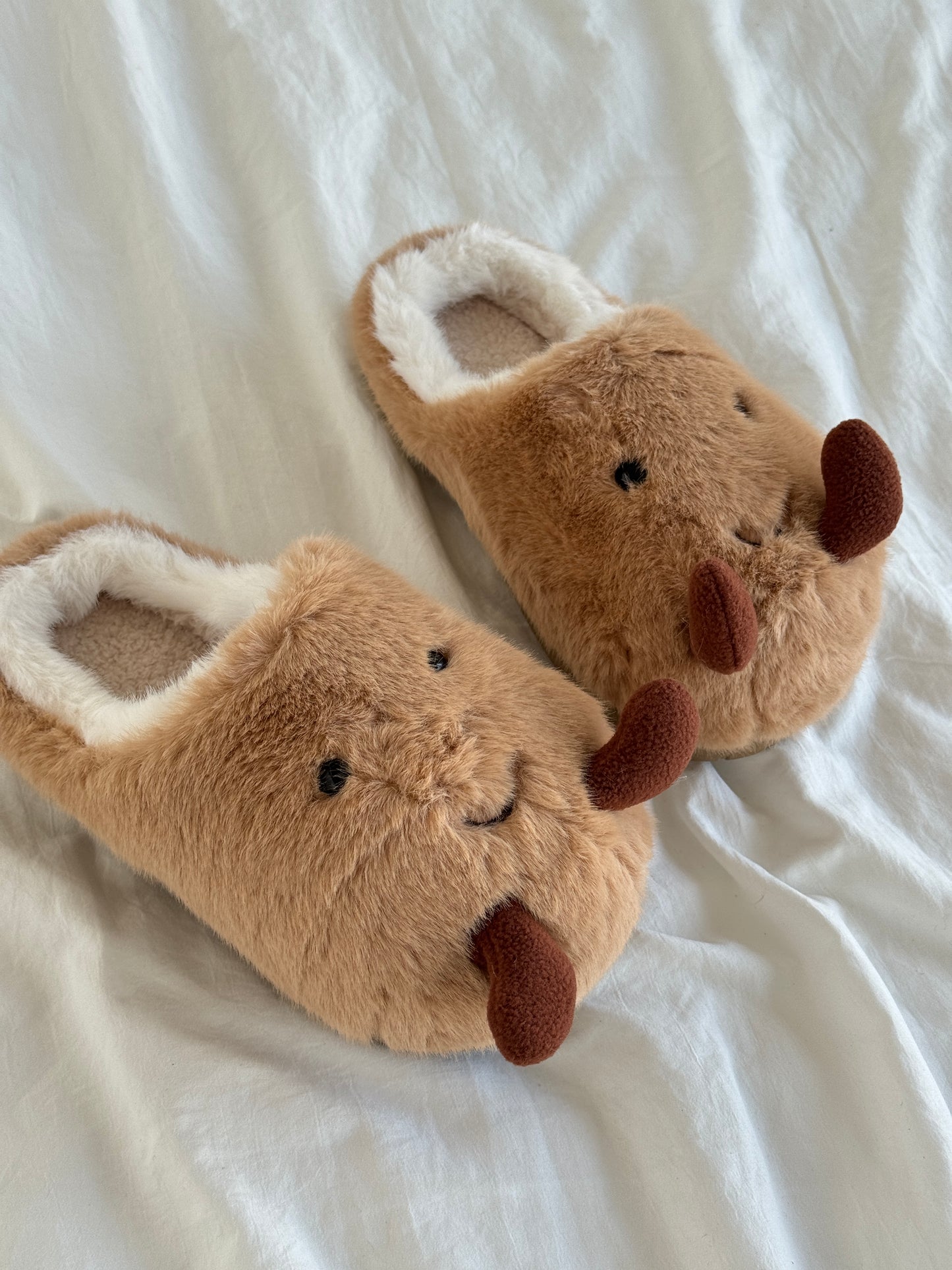 Potato Fuzzy Scuff Slippers Soft Comfy Memory Foam Non-slip Indoor House Shoes