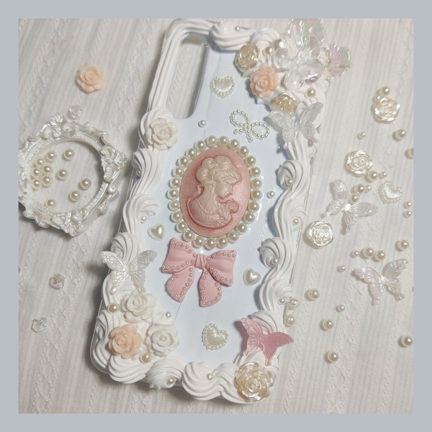 Baroque | Vintage DIY Decoden Handmade Custom Cream Phone Case for iPhone Samsung | Phone Cover Accessories
