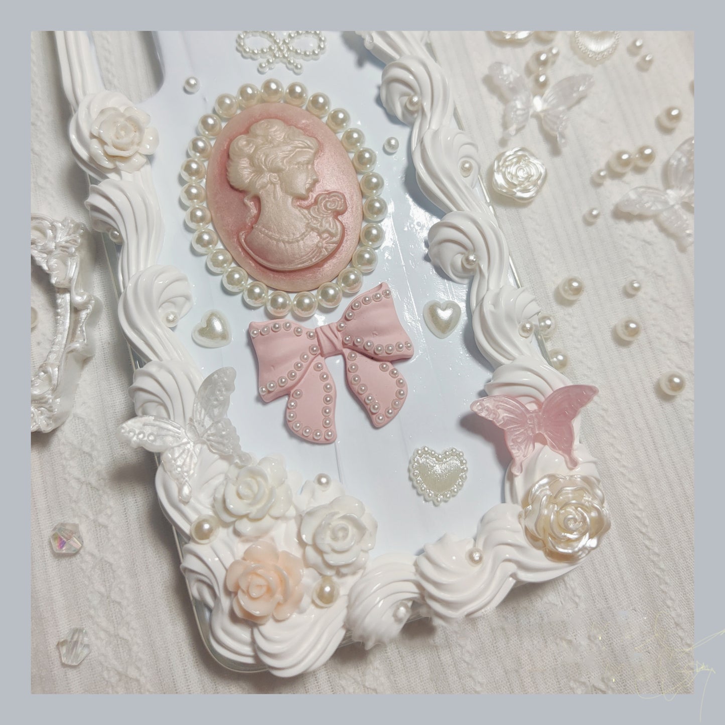 Baroque | Vintage DIY Decoden Handmade Custom Cream Phone Case for iPhone Samsung | Phone Cover Accessories