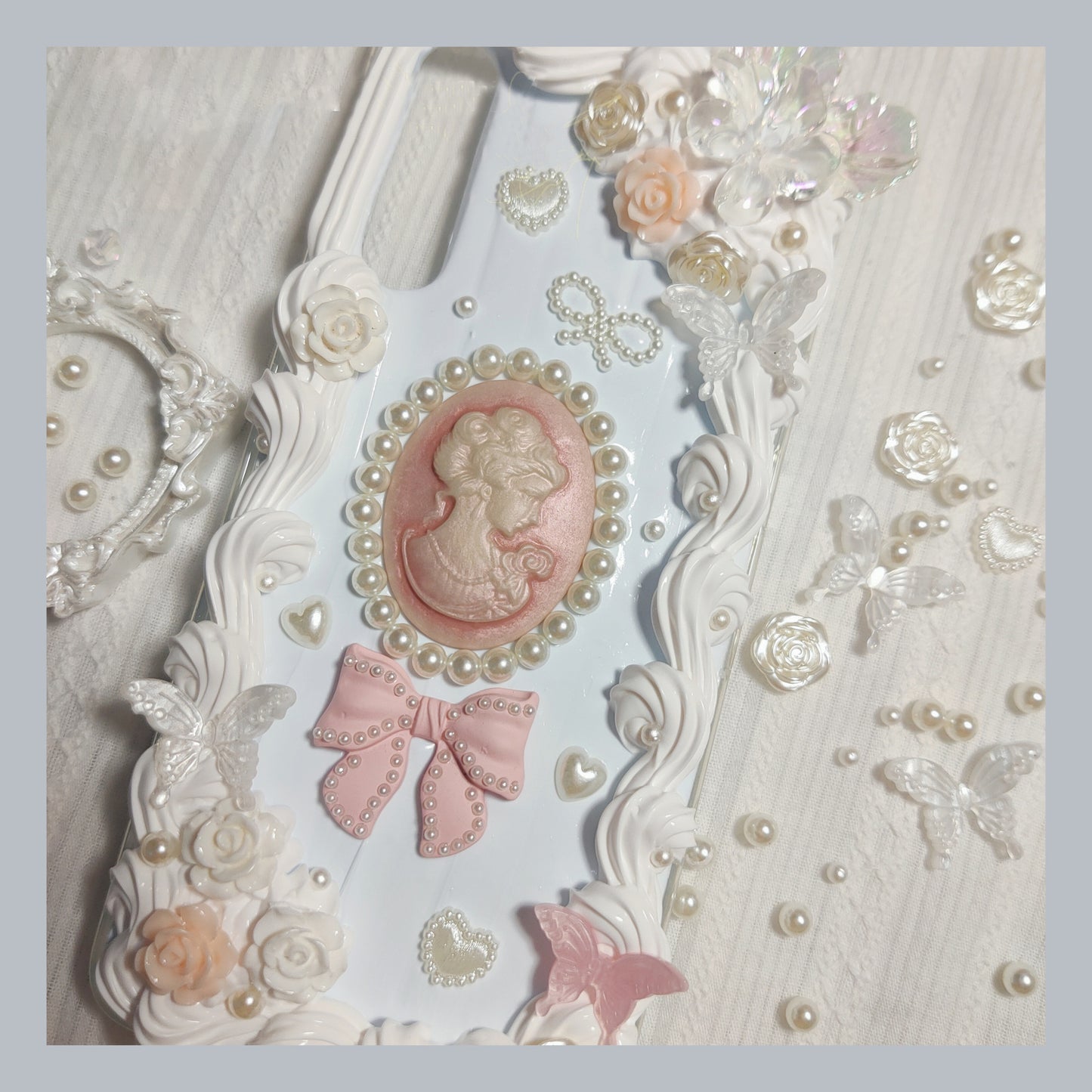 Baroque | Vintage DIY Decoden Handmade Custom Cream Phone Case for iPhone Samsung | Phone Cover Accessories