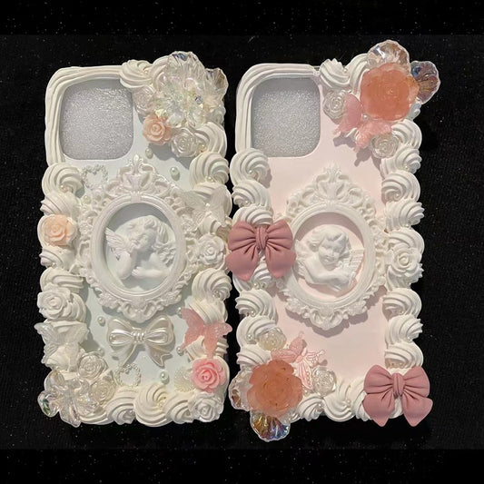 Baroque | Vintage DIY Decoden Handmade Custom Cream Phone Case for iPhone Samsung | Phone Cover Accessories