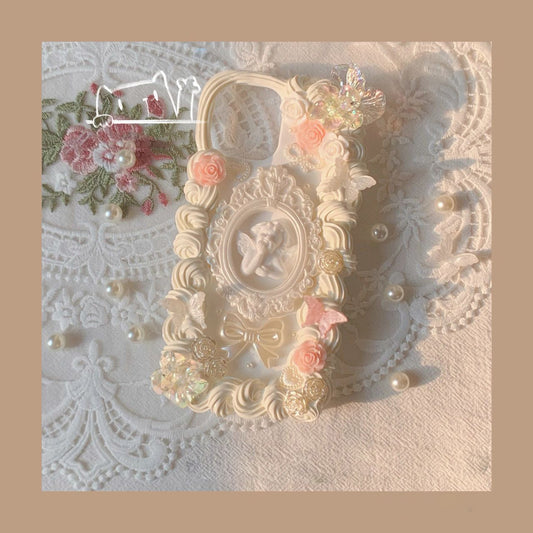 Baroque | Vintage DIY Decoden Handmade Custom Cream Phone Case for iPhone Samsung | Phone Cover Accessories