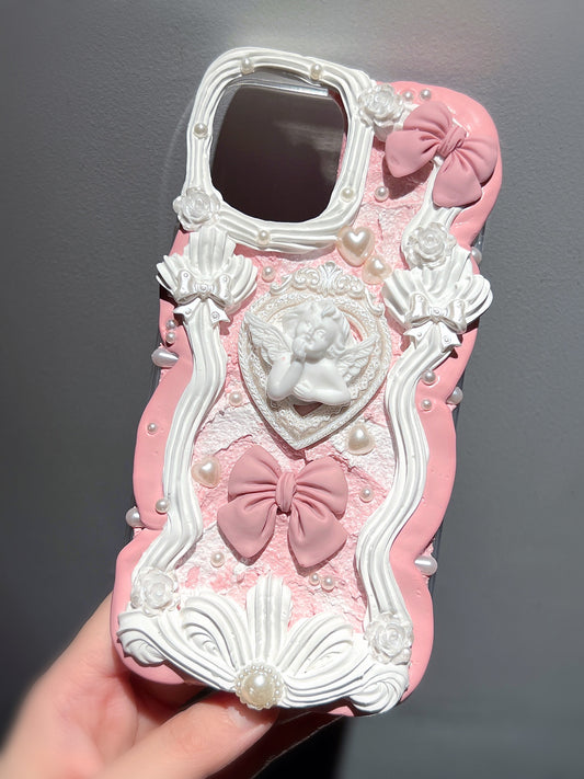 Baroque | Pink Vintage DIY Decoden Handmade Custom Cream Phone Case for iPhone Samsung | Phone Cover Accessories